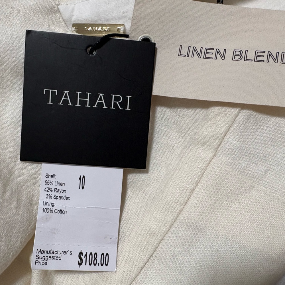 NWT-Tahari Strapless Cream Midi Dress - Picture 5 of 6